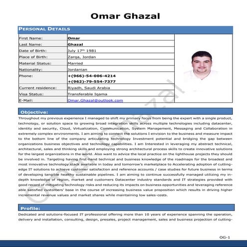 Omar Ghazal Resume 01-15
