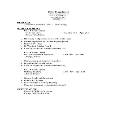 Chris C Andersen Resume