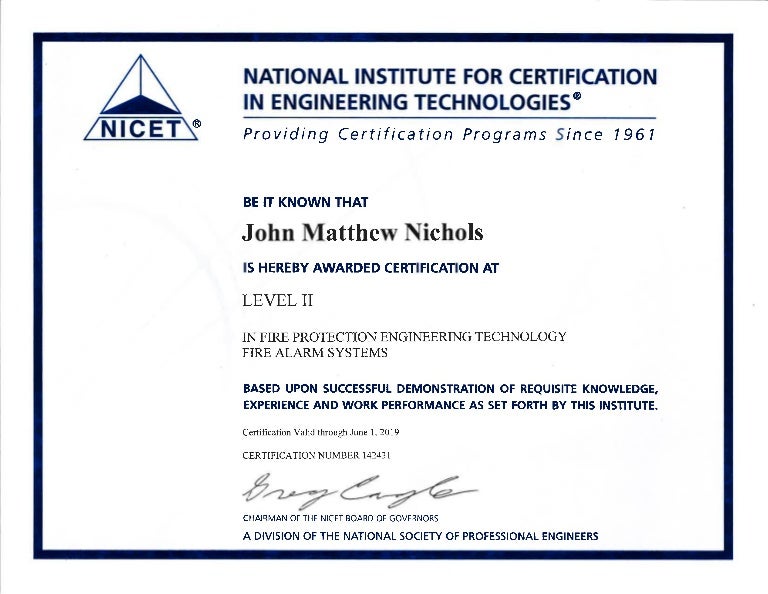 NICET II CERTIFICATION