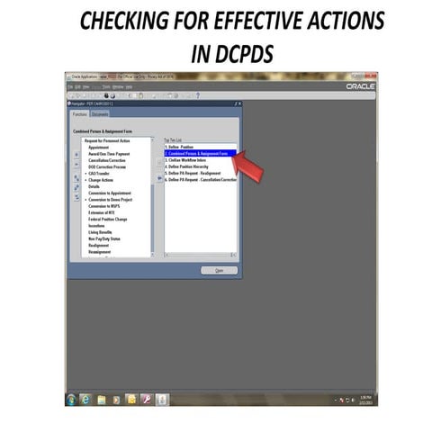 CHECKING ACTIONS IN DCPDS