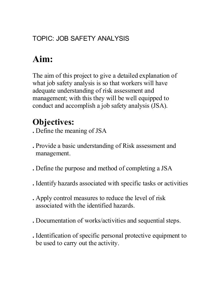 Job Safety Analysis Template Free PDF Template