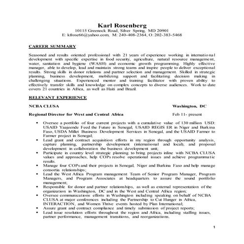 Resume of Karl Rosenberg September 2015 | DOCX