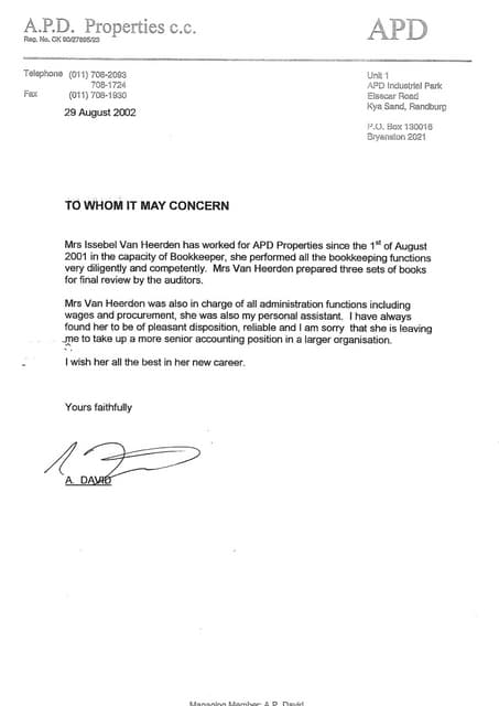 CV REFERENCE LETTER ADT R RAWLINS | PDF