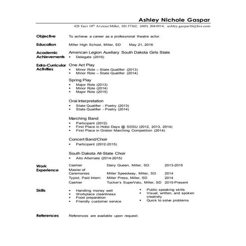 scholarship resume AG