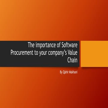 The importance of SW Procurement to your company's value chain
