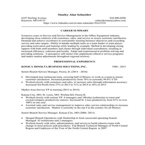 Stanley Alan Schneider Resume