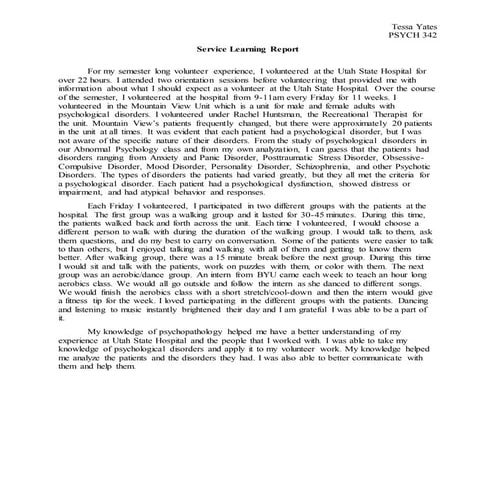 Service Learning Report