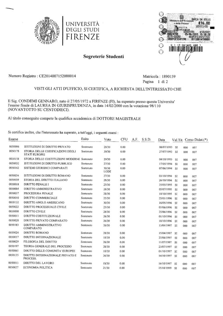 Certificato laurea Certificato laurea