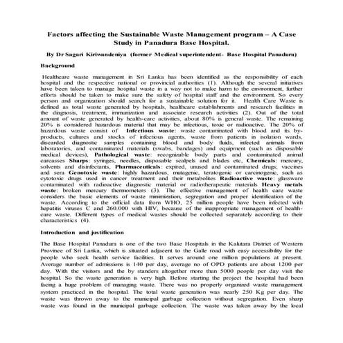 Factors affecting the Sustainable Waste Management program