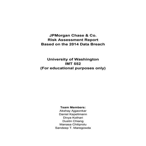 JPMorgan Chase & Co. -Risk Assessment Report