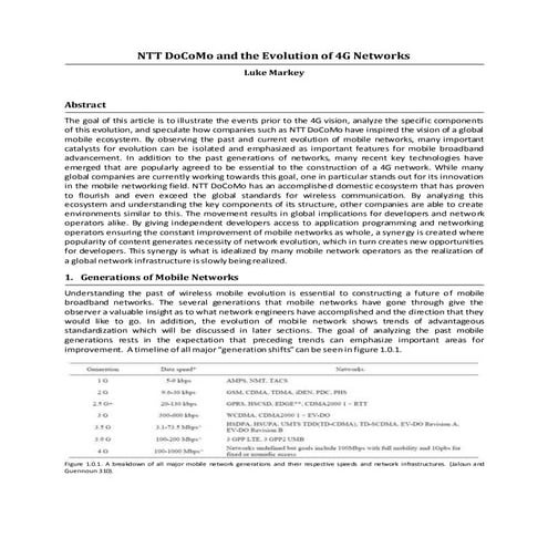 NTT DoCoMo and the Future Implications of High