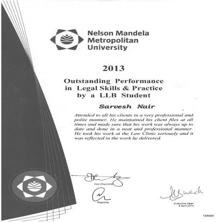 OUTSTANDING PERFORMANCE LEGAL SKILLS 2013