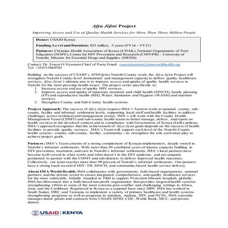 Afya One Pager on Project and IMA 9.22.15