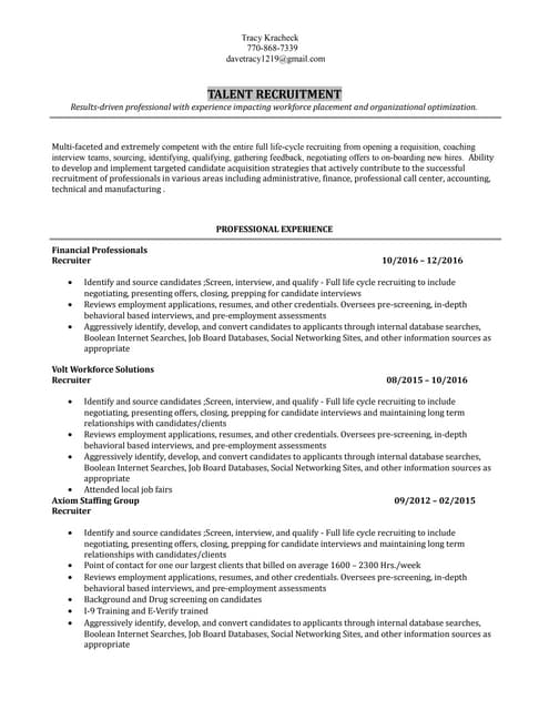 Tracy+Kracheck+updated-Recruiter+Resume 2016