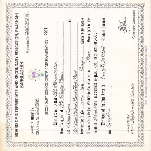 003 SSC Certificate