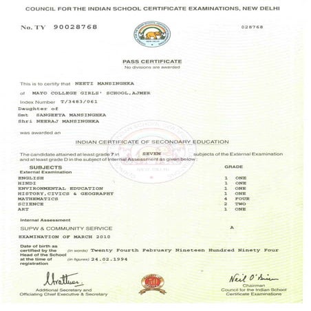 Pass Certificate ICSE Exam