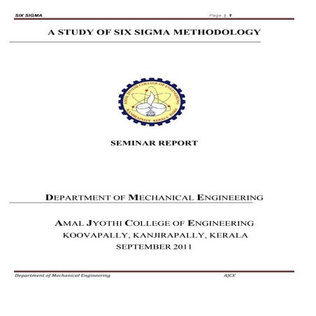 new FINAL REPORT -A STUDY OF SIX SIGMA METHODOLOGY