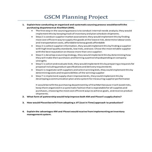 GSCM Planning Project | DOCX