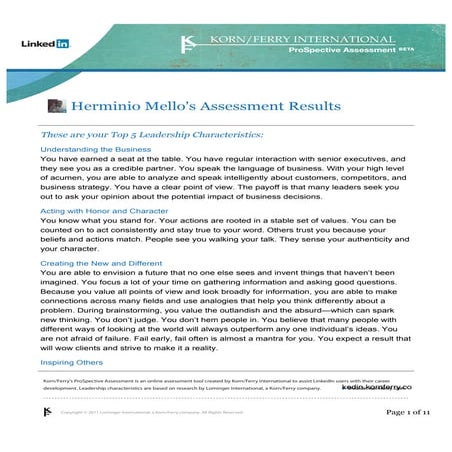 Assessment by Korn Ferry Herminio Mello | PDF