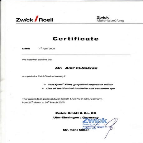 Amr Training Certificates - 2002-2005-2010