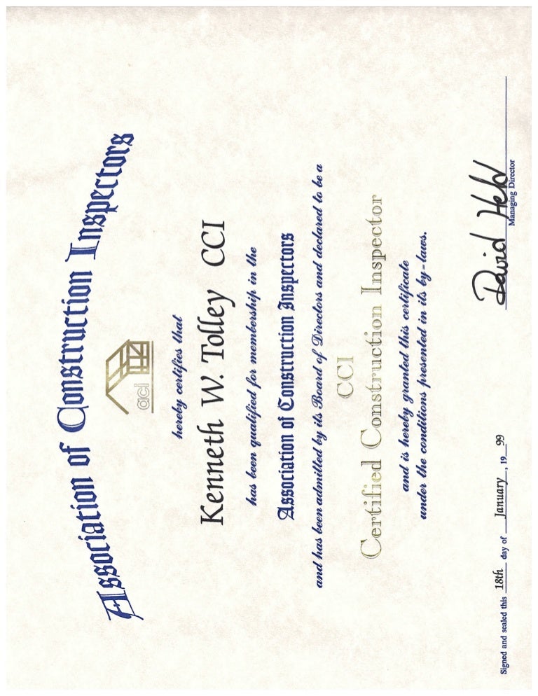 Construction Inspector Cert