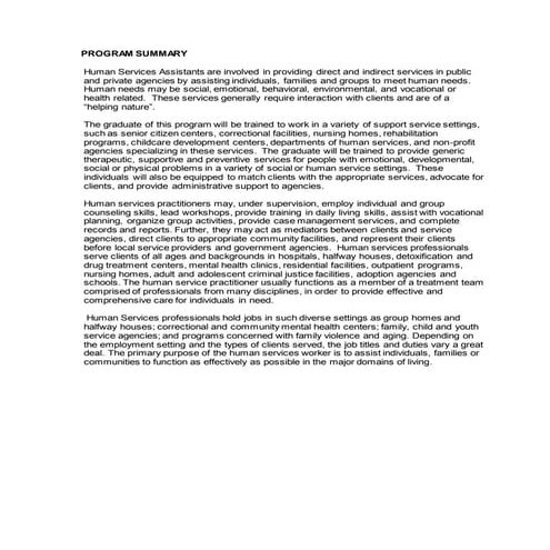 HUMAN SERVICES DEGREE