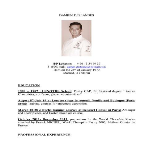 CV  DAMIEN DESLANDES