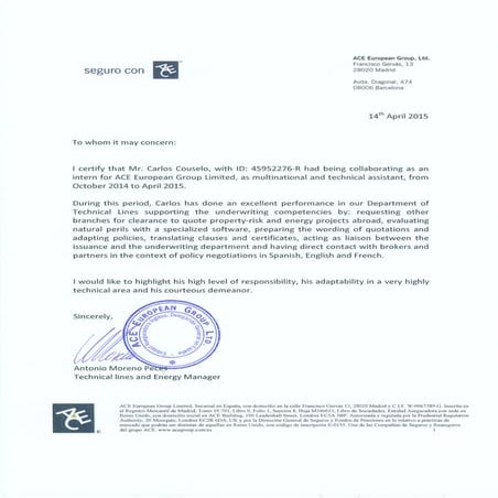 Recommendation letter - ACE