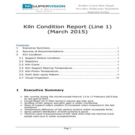 Kiln Condition Report (Line1)(March 2015)