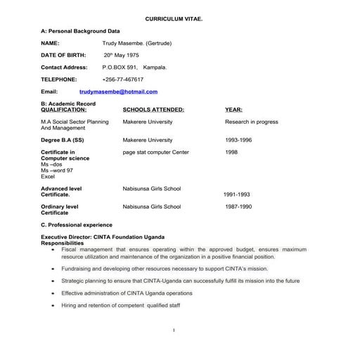 CURRICULUM VITAE, monitoring and evaluation | PDF