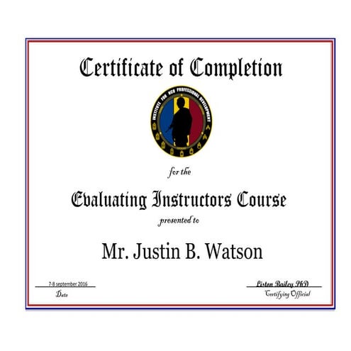 Evaluating Instructors Course | PPT