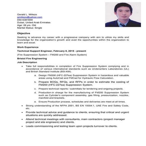 CV Muhammed Salahuddeen, Fire Protection Engineer | DOCX