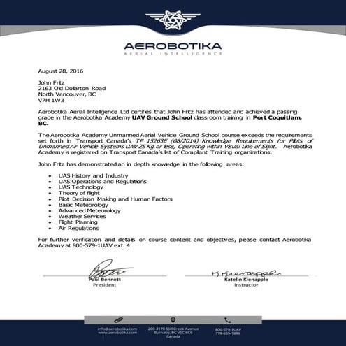 AAI TCPKR Completion Letter- John Fritz | PDF