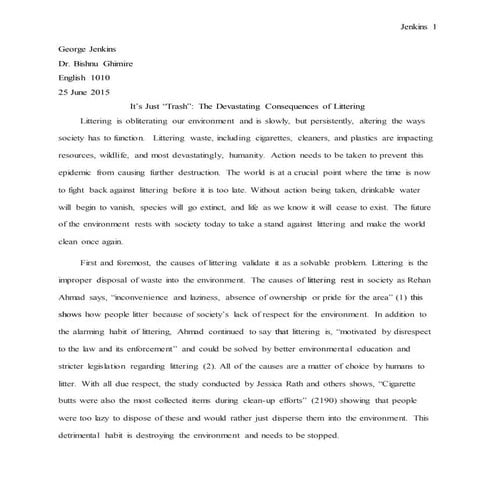 It's Just Trash: The Devastating Consequences of Littering