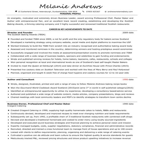 Melanie Andrews CV