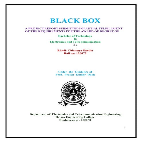 "Black Box for a Car" report
