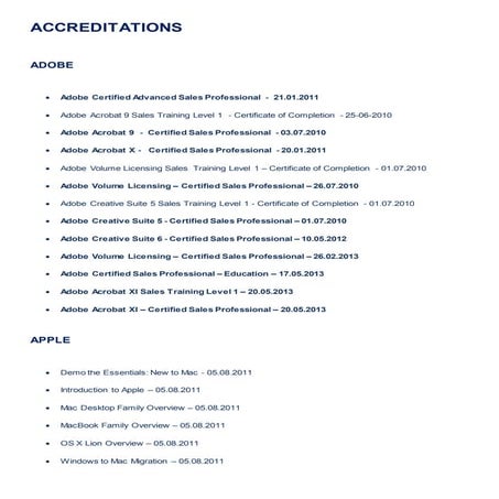My Accreditations