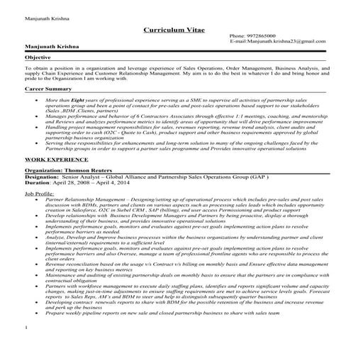 Manjunath-Sales Ops Prof. - 2015