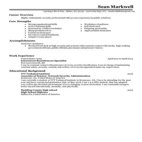 Sean Markwell Resume 1