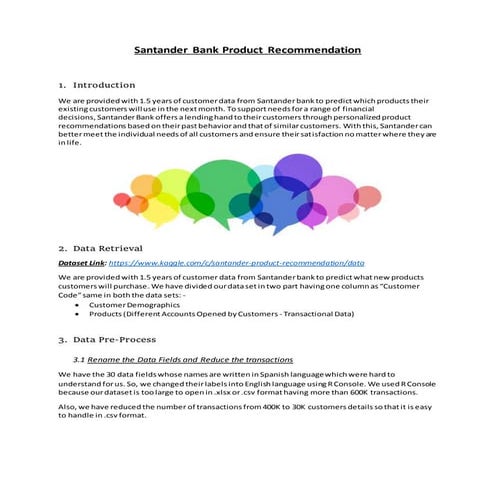 Product recommendation for Santander Bank customers