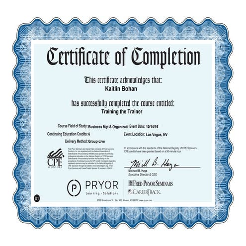 Train the Trainer CPU Certificate | PDF