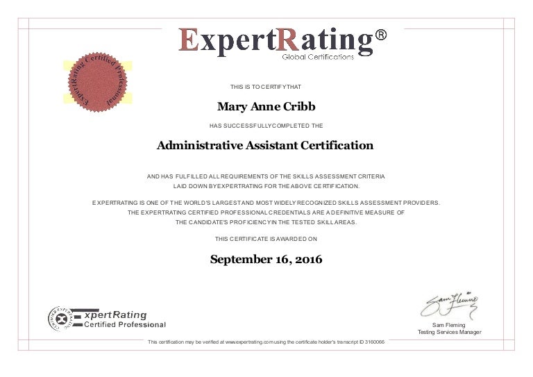 Administrative Assistant Certificate