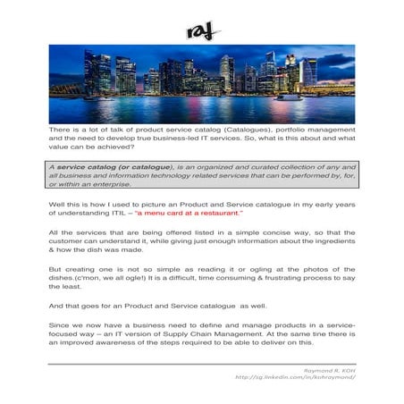 Product snd Service Catalogue