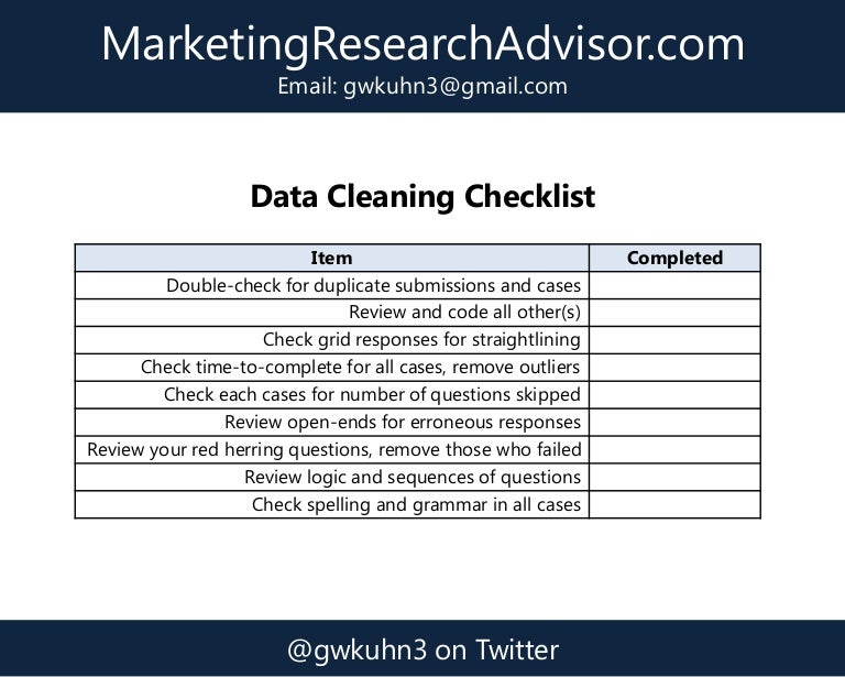Data Cleaning Checklist