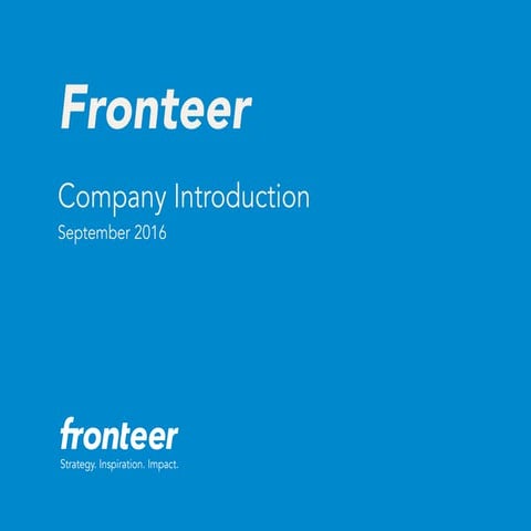 Fronteer company introduction 2016