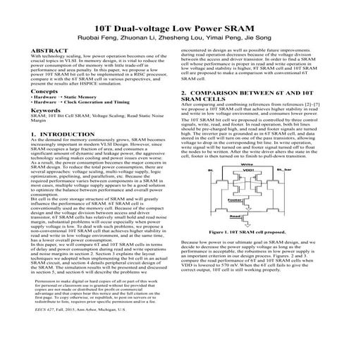 10T Dual-voltage Low Power SRAM Project Report