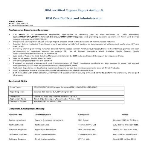 Manoj_Netcool&Cognos_Consultant