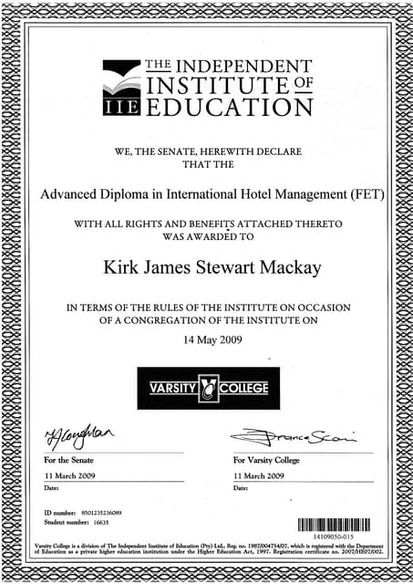 ICHM Advanced Diploma | PDF
