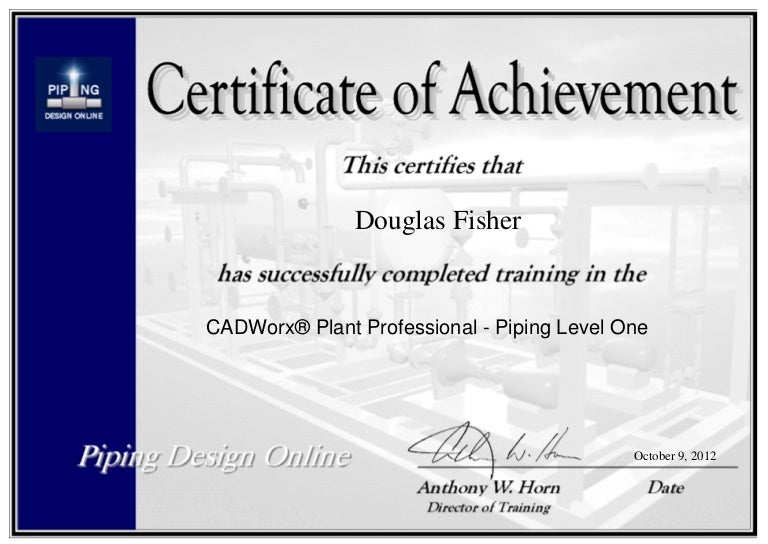 Cadworx Piping Level One Certificate Piping Designer Online