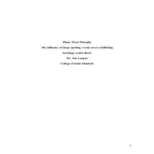 The influence of mega sporting events on sex trafficking